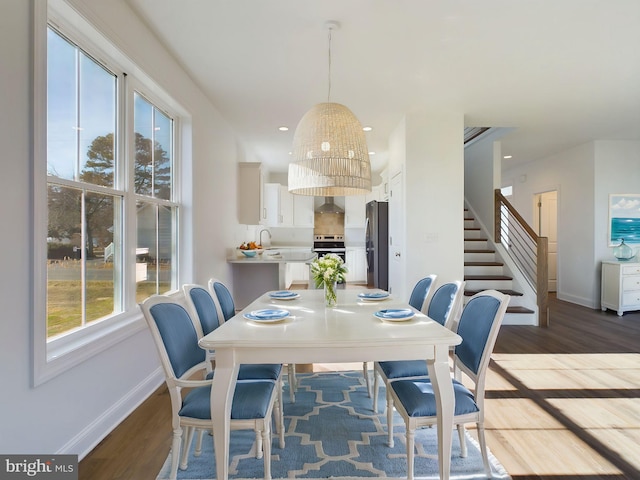 dining room featuring dark wood-type flooring