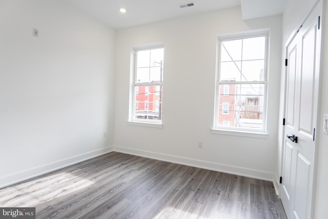 unfurnished room with light wood-type flooring and a healthy amount of sunlight