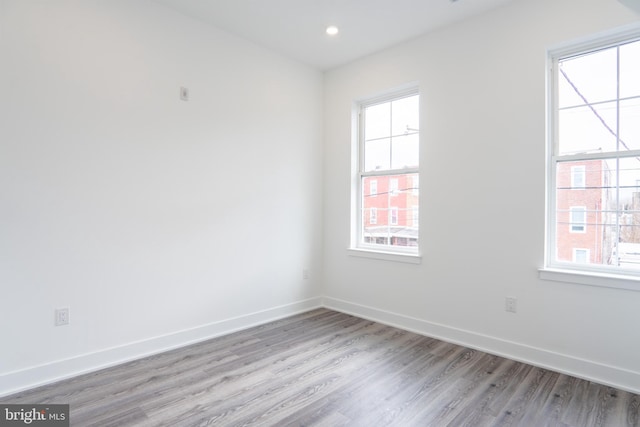 unfurnished room with light wood-type flooring and a wealth of natural light