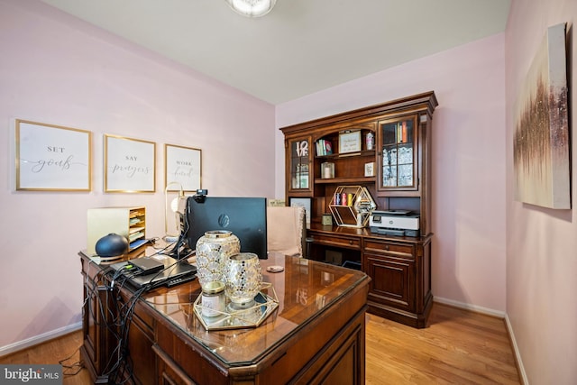 office featuring light wood-type flooring