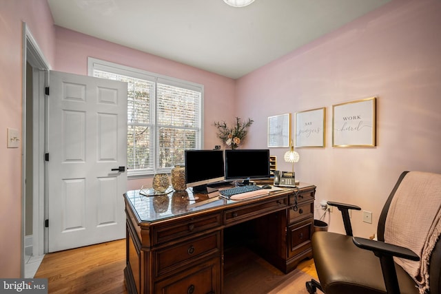 office featuring light hardwood / wood-style floors