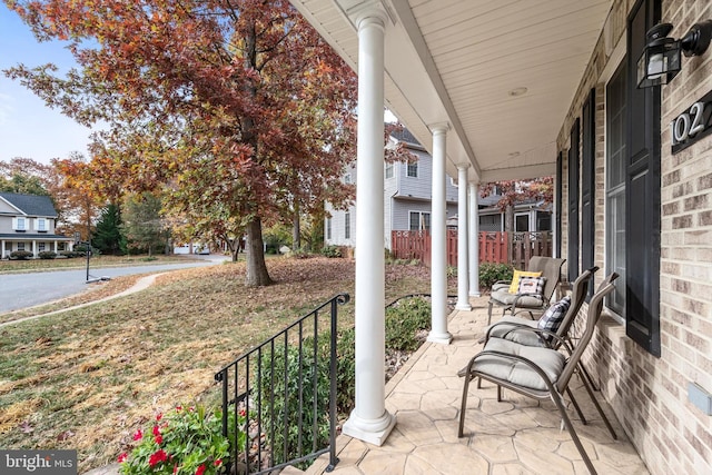 view of patio featuring covered porch