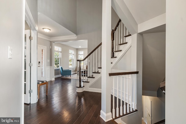 entryway with dark wood-type flooring