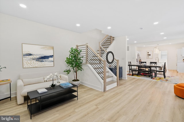 living room featuring light hardwood / wood-style floors