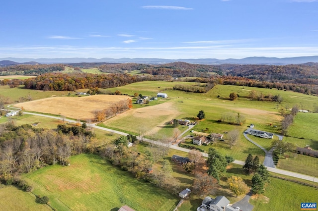 aerial view with a rural view and a mountain view