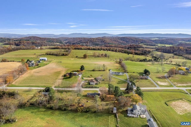 bird's eye view with a rural view and a mountain view