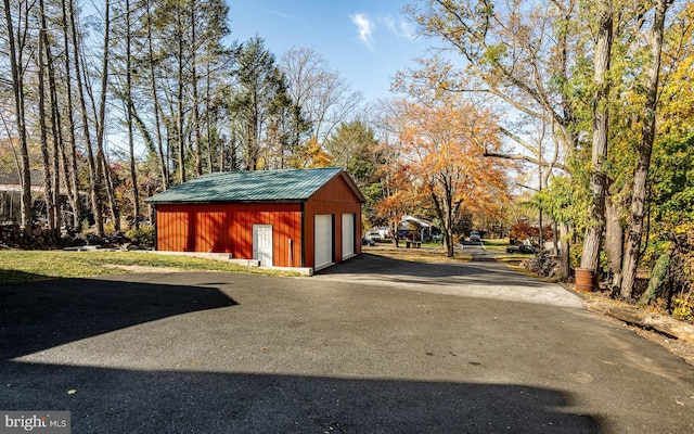 view of outbuilding featuring a garage