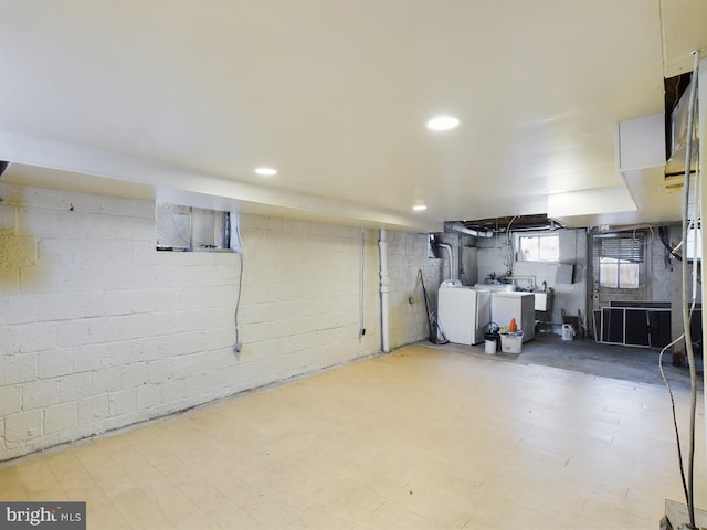 basement with independent washer and dryer