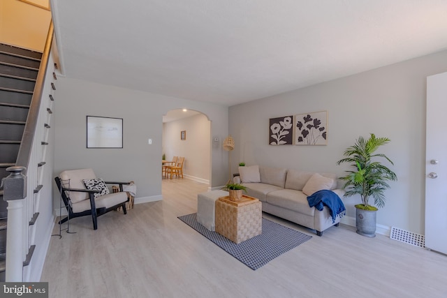 living room featuring light wood-type flooring