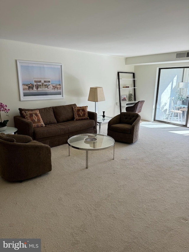 living room featuring carpet flooring