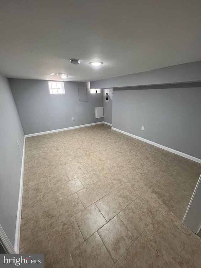 below grade area with baseboards