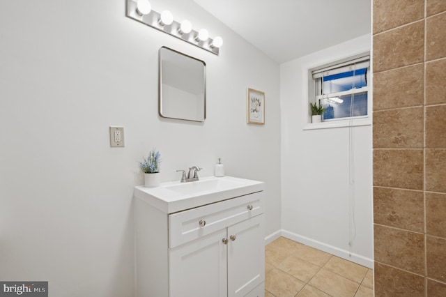 bathroom with vanity and tile patterned floors