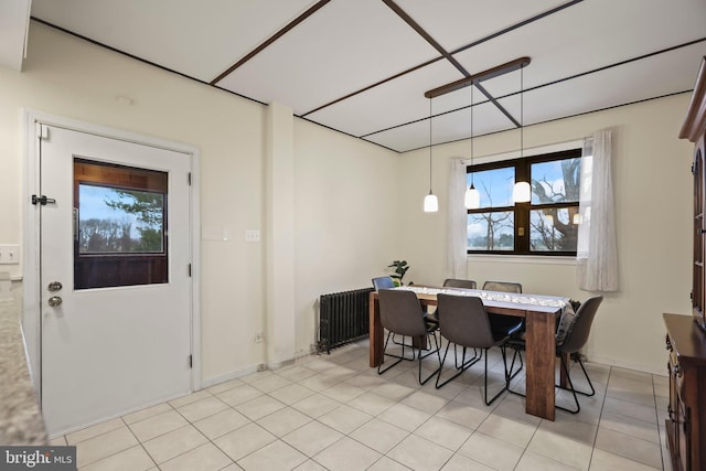 dining space with radiator