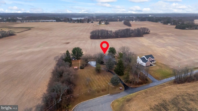 drone / aerial view featuring a rural view