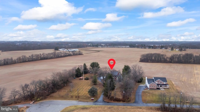 bird's eye view featuring a rural view