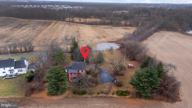 aerial view featuring a rural view