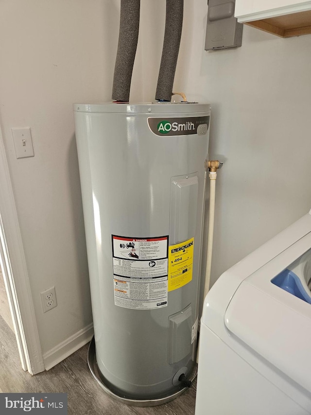 utility room with electric water heater