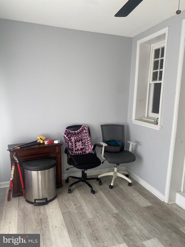 office area featuring hardwood / wood-style floors