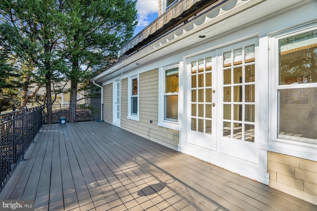 deck featuring french doors