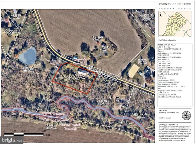 aerial overview of property's location featuring property parcel outlined