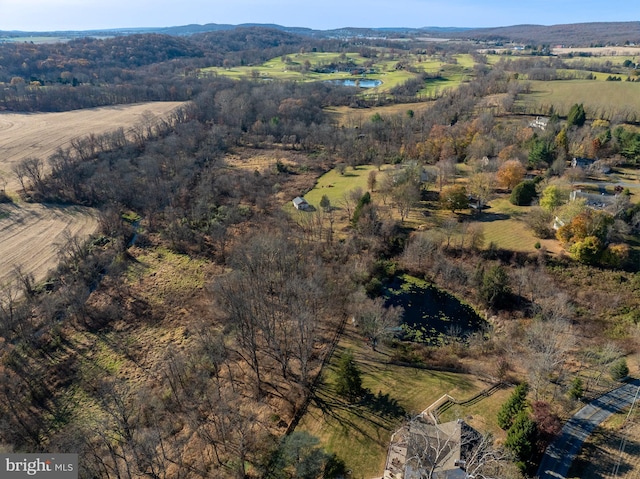 aerial view featuring a rural view