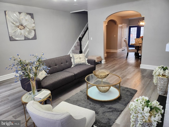 living room featuring wood-type flooring