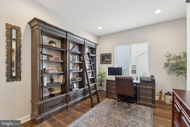 office featuring dark wood-type flooring