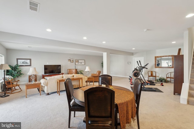 view of carpeted dining room