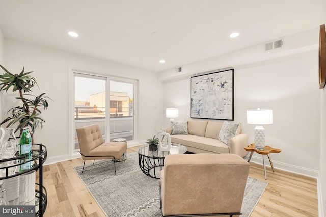 living room featuring light hardwood / wood-style floors