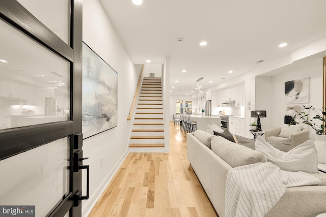 living room featuring light hardwood / wood-style flooring