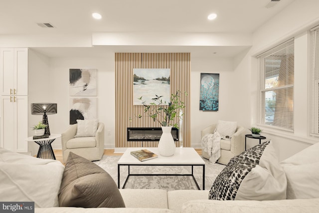 living room featuring light hardwood / wood-style flooring