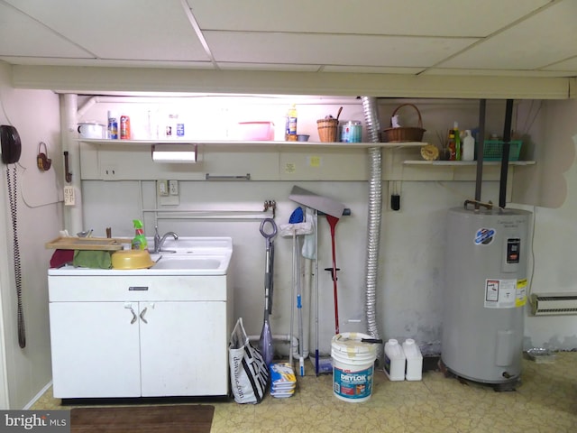 laundry area featuring electric water heater