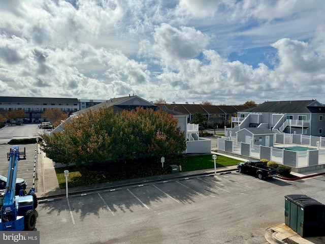 drone / aerial view with a residential view