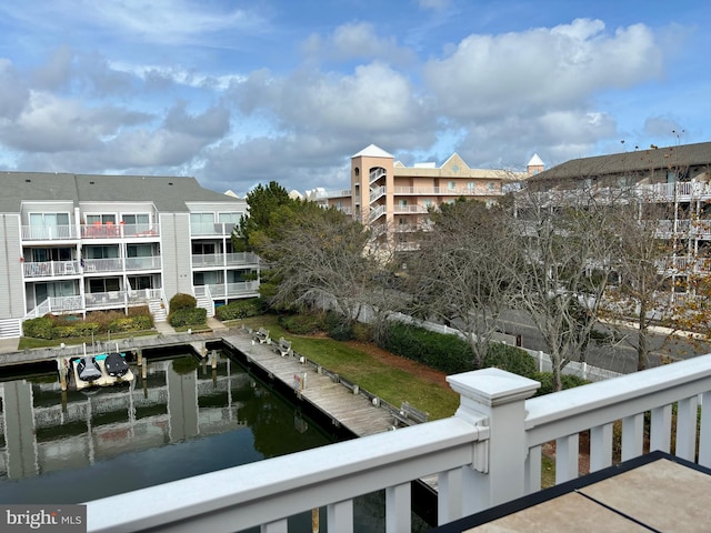 exterior space featuring a dock