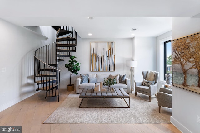 living room featuring light hardwood / wood-style floors