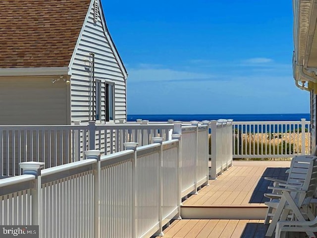 deck with a water view