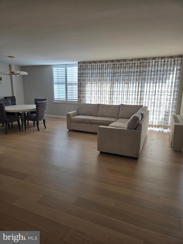 living room featuring light wood-type flooring