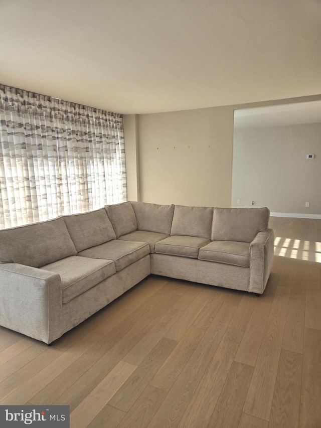 living room with light hardwood / wood-style floors