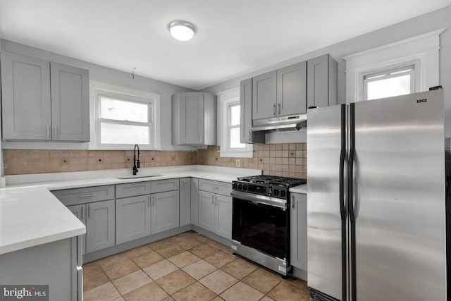 kitchen featuring sink, stainless steel appliances, and plenty of natural light