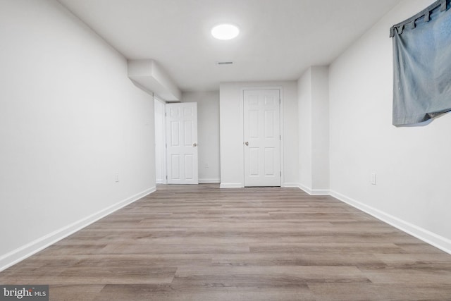 interior space with light hardwood / wood-style floors