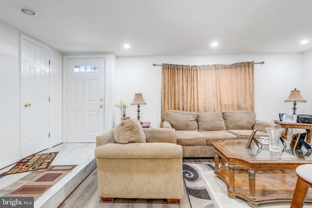 living room featuring light hardwood / wood-style flooring