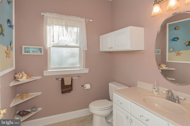 bathroom with tile patterned floors, vanity, and toilet