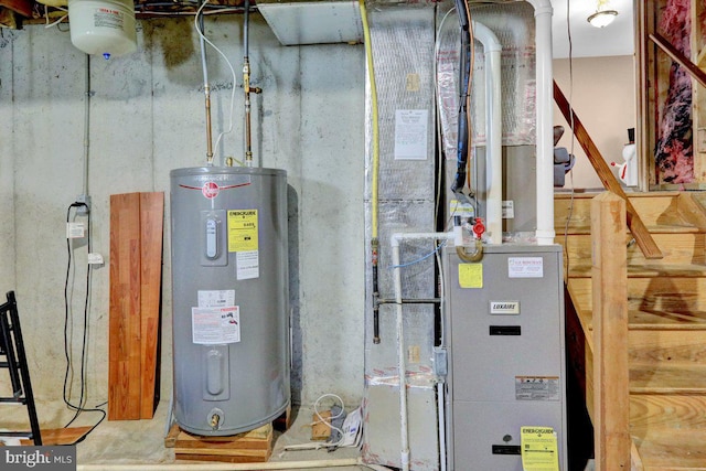 utility room with water heater