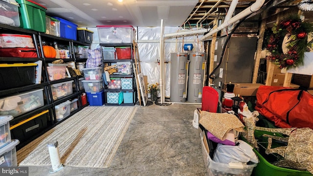 storage room with water heater