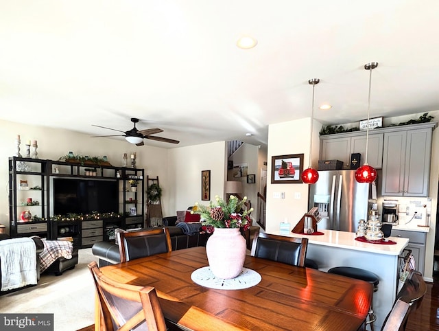 dining area featuring ceiling fan