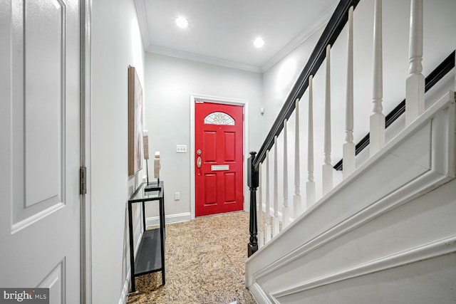 foyer entrance with ornamental molding