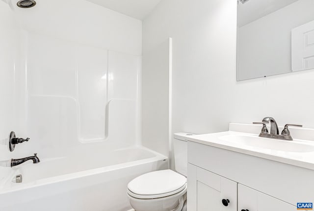 full bathroom with vanity, toilet, and bathtub / shower combination