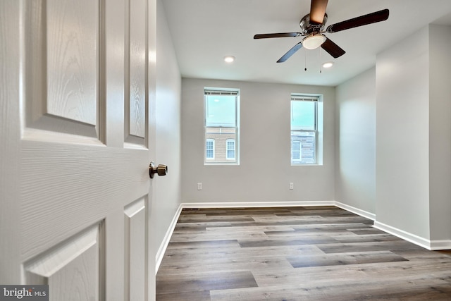 1341 Sargeant St, Baltimore, MD 21223 - spare room with ceiling fan, baseboards, wood finished floors, and recessed lighting