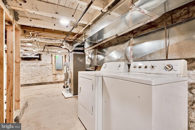 1341 Sargeant St, Baltimore, MD 21223 - washroom with electric panel, washing machine and clothes dryer, and heating unit