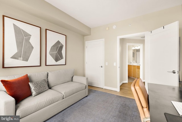 living room with light hardwood / wood-style floors